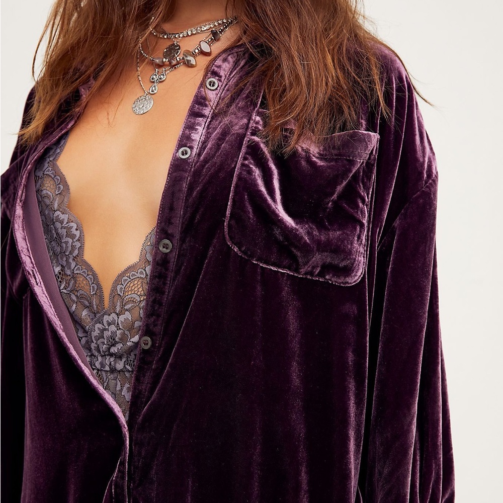 Free People Lux Purple Shirtdress - Picture 2 of 12